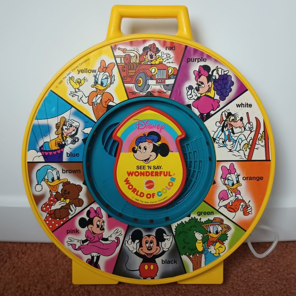 Vintage 1988 Mattel Disney Wonderful World of Color See ‘N Say Pull Toy